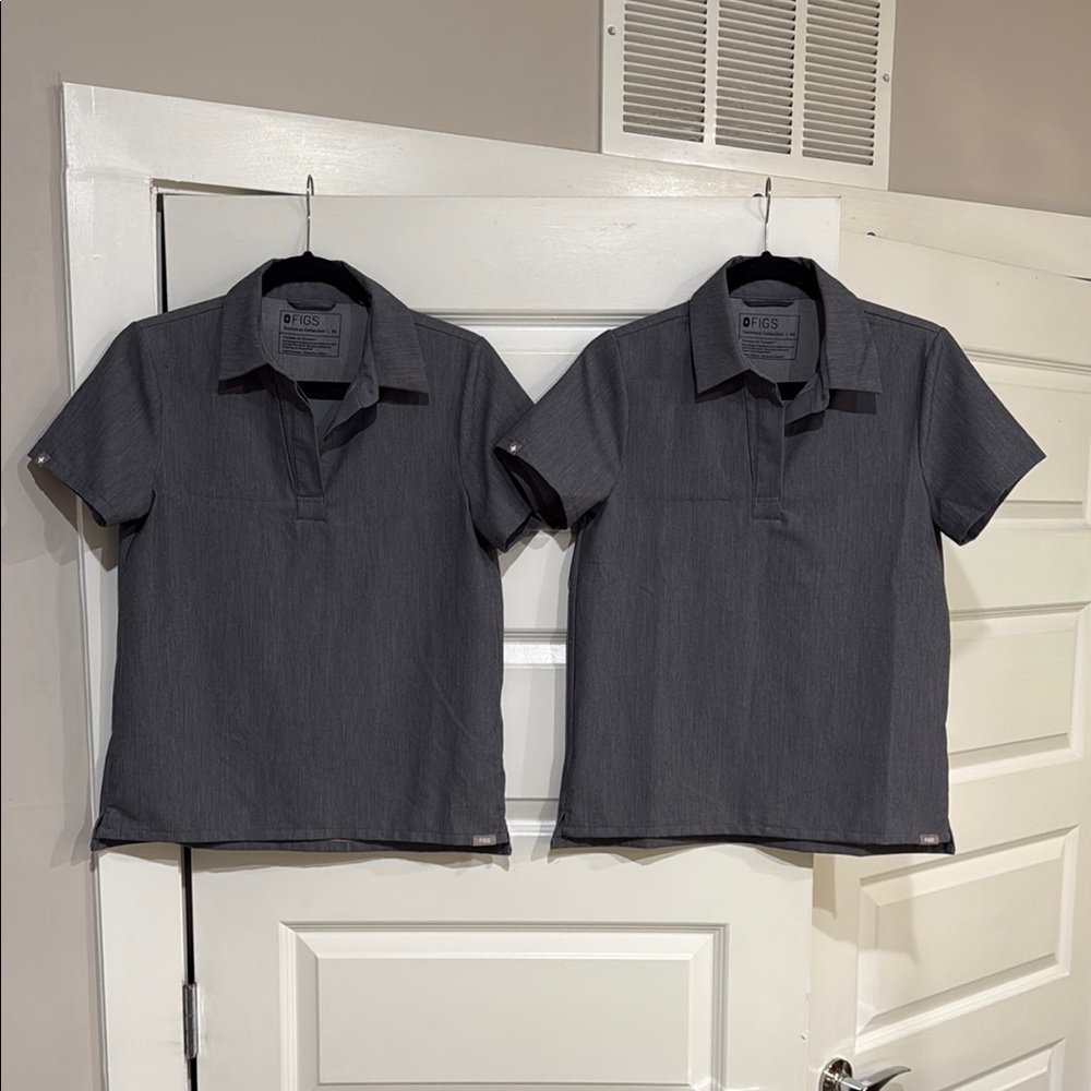 LOT OF 2 Figs Nala Short Sleeve Scrub Polo Shirts